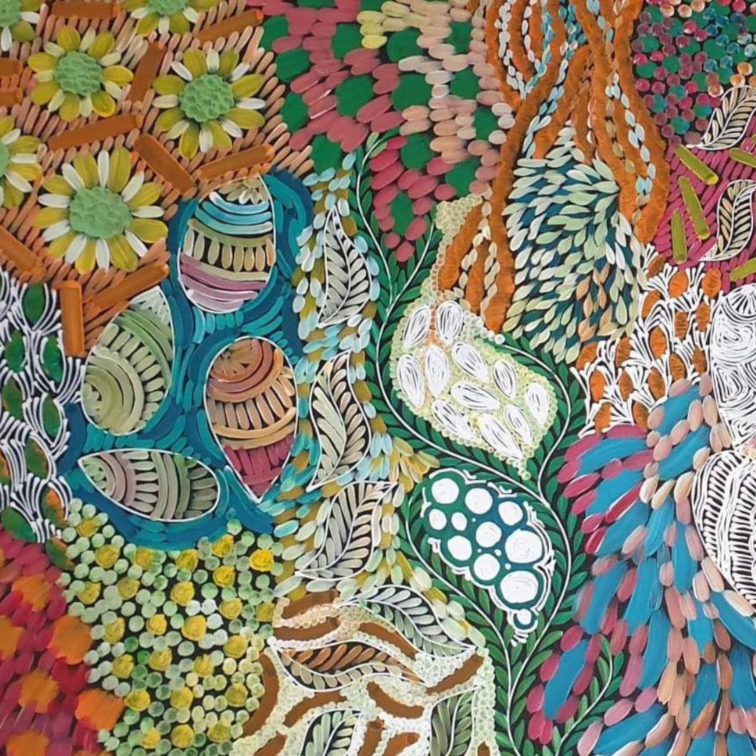 Karen Bird, "Bush Tucker" 2000 x 900 Aboriginal Art