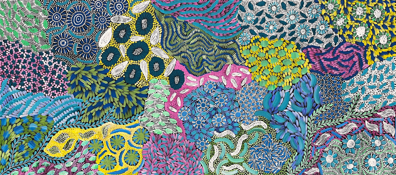 Karen Bird, "My Country" 2000 x 900 Aboriginal Art Bright