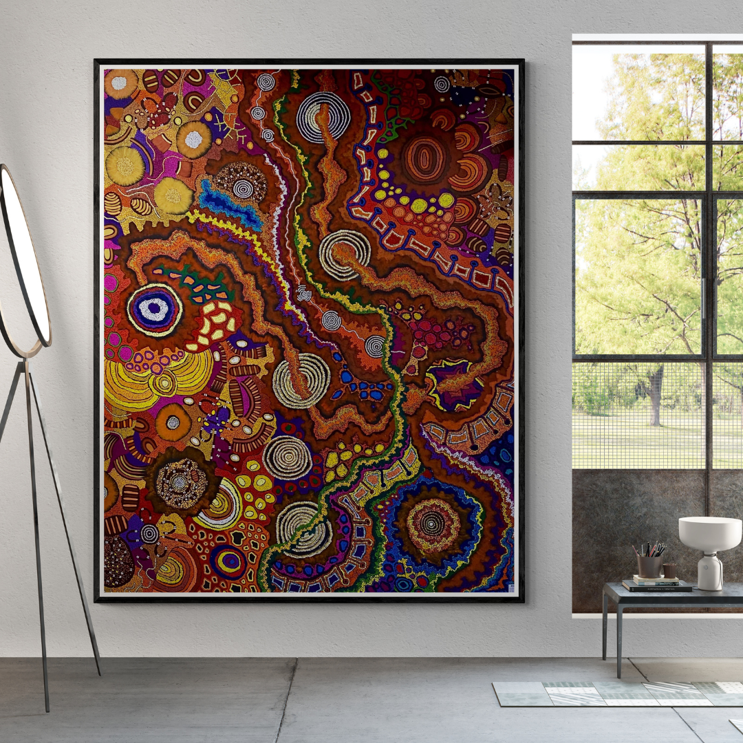 Damien and Yilpi Marks, "My Country" 2450 x 1920 Aboriginal Art