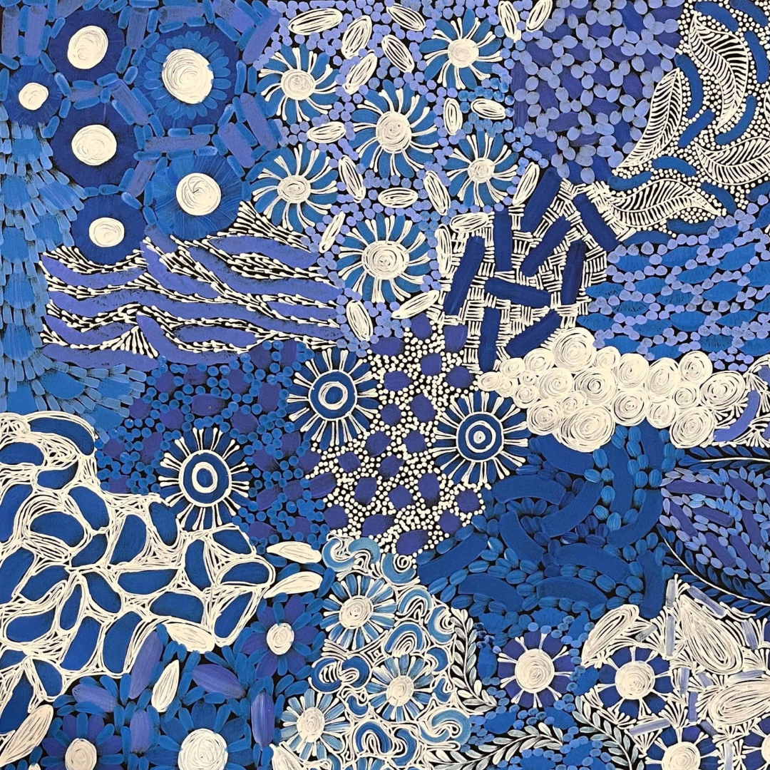 Karen Bird, "My Country" Blue 1520 x 940 Aboriginal Art