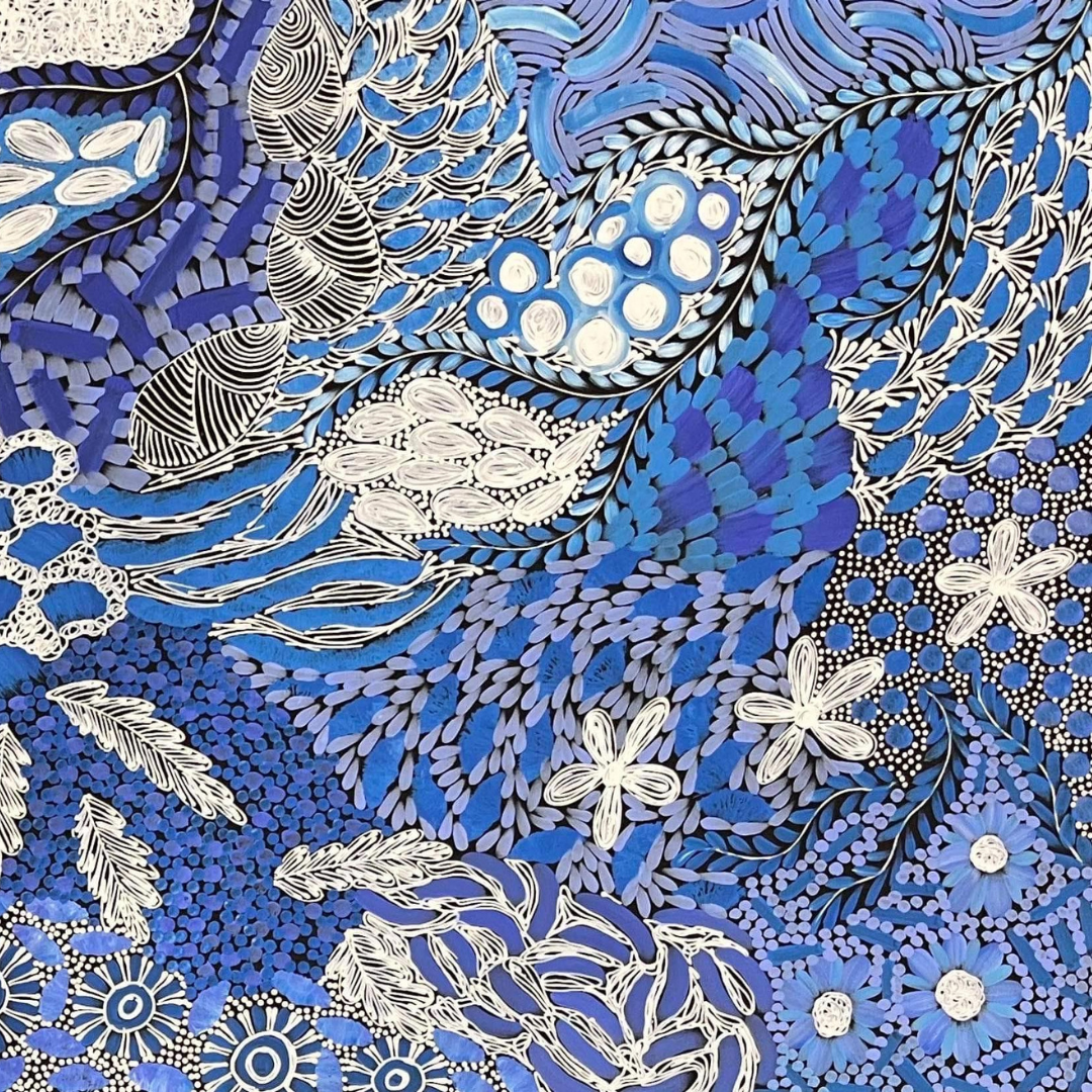 Karen Bird, "My Country" Blue 1990 x 880 Aboriginal Art