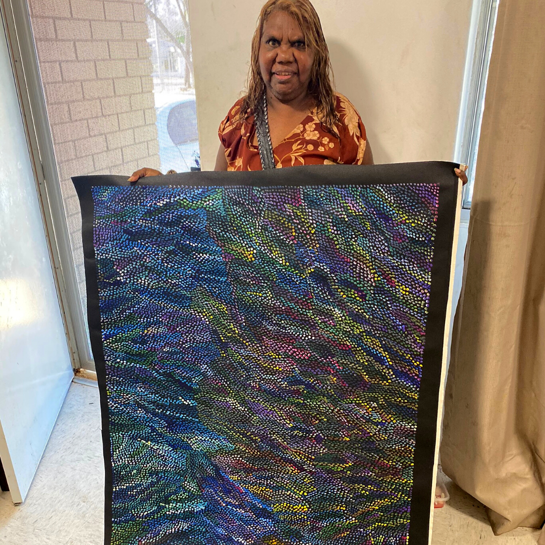 Joy Pitjara (Petyarre) “Bush Plum Dreaming” 1530 x 950 Aboriginal Art